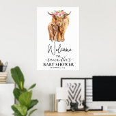 Poster Welcome Highland Cow Calf Baby Shower (Bureau à domicile)