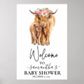 Poster Welcome Highland Cow Calf Baby Shower (Devant)