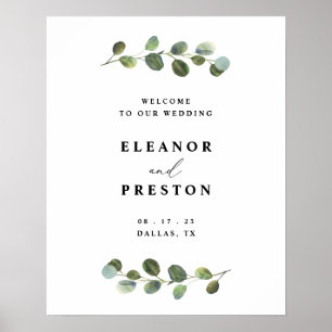 Poster Welcome Sign Wedding, Eucalyptus Greenery