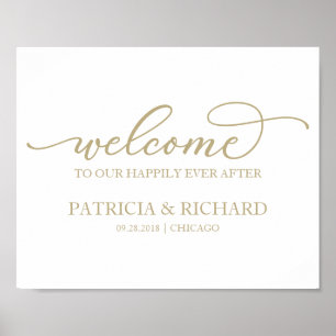 Poster Welcome to our Happily Ever After Gold Script 
