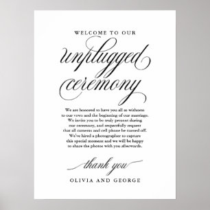 Poster Welcome to our unplugged ceremony sign