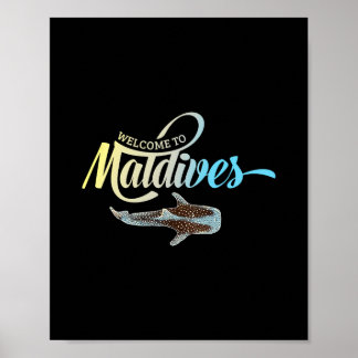 Poster Welcome To The Maldives Whale Shark Vacation Souve
