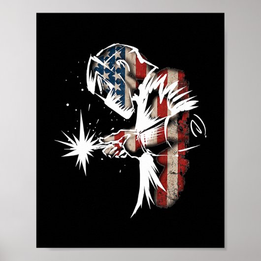 Poster Welder American Flag USA Patriotic Welder Cadeau (Devant)