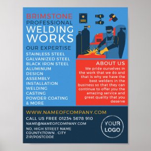 Poster Welder Design, Metal Worker, Welder Advertising