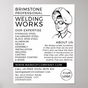 Poster Welder Portrait Sketch, Metal Worker, Welder