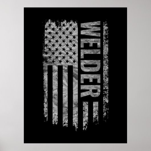 Poster Welder USA Flag Distressed design (Devant)