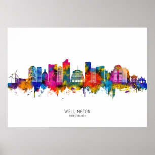 Poster Wellington New Zealand Skyline