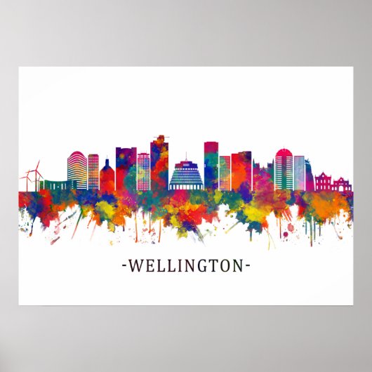 Poster Wellington New Zealand Skyline (Devant)