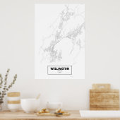 Poster Wellington, Nouvelle-Zélande (noir sur blanc) (Cuisine)