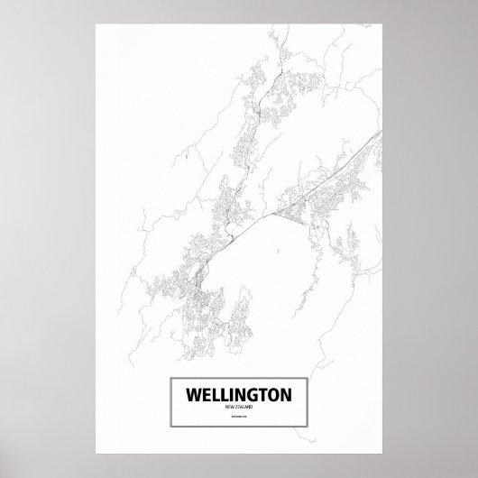 Poster Wellington, Nouvelle-Zélande (noir sur blanc) (Devant)