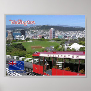 Poster Wellington - Téléphérique - Nouvelle-Zélande -