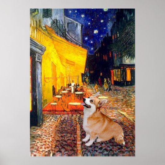 Poster Welsh Corgi 7b Pembroke - Terrasse Café (Devant)