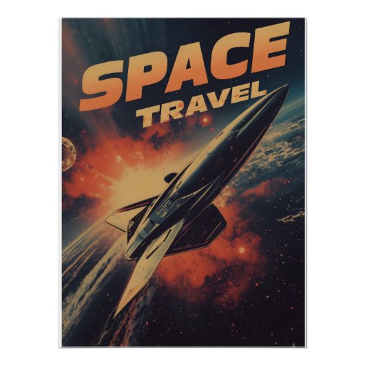 Poster Weltall Reise-Retro Futurismus (Devant)