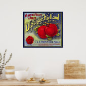POSTER WENATCHEE VALLEY APPLES FRUIT CRATE ÉTIQUETTE 1910 (Cuisine)