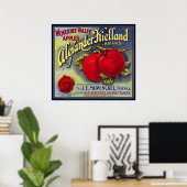 POSTER WENATCHEE VALLEY APPLES FRUIT CRATE ÉTIQUETTE 1910 (Bureau à domicile)