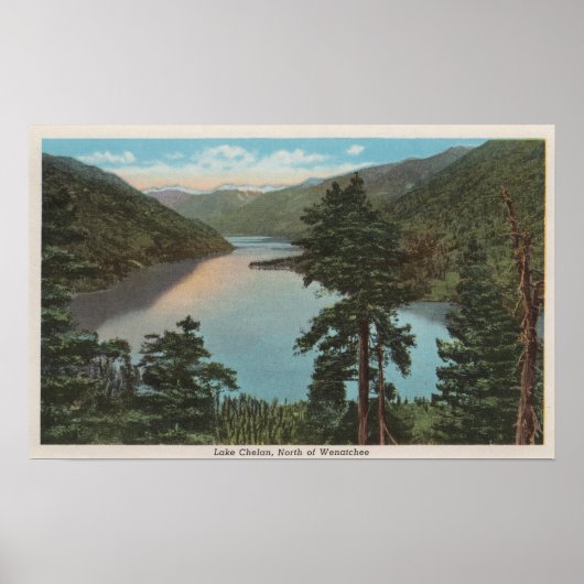 Poster Wenatchee, WAView du lac Chelan (Devant)