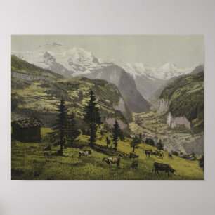 Poster Wengen and the Lauterbunnen Valley, Bernese Oberla