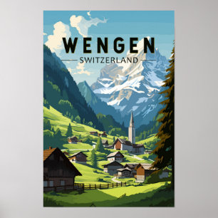 Poster Wengen Suisse Voyage Art Vintage