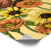 Poster Wens et fleurs sur jaune pâle (Coin)