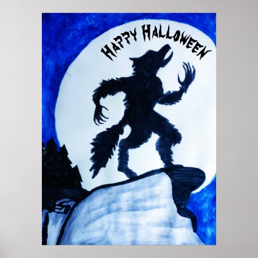 POSTER WEREWOLF HAPPY HALLOWEEN (Devant)