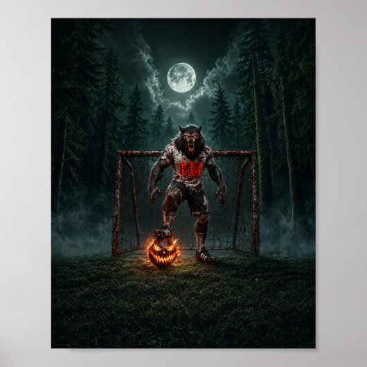 Poster Werewolf Soccer Player Halloween Horror Art (Devant)