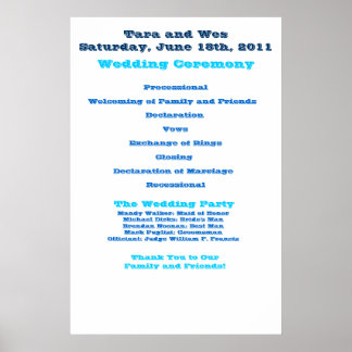 Poster Wes en Tara Wedding Programme