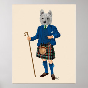 Poster West Highland Terrier à Kilt