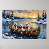 Poster West Highland White Terrier Christmas Boat Holiday (Devant)