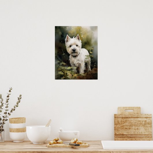 Poster West Highland White Terrier Dog Art Imprimer l'aff (Cuisine)