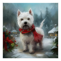 West Highland White Terrier Dog dans la neige Noël