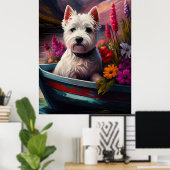 Poster West Highland White Terrier en bateau (Bureau à domicile)