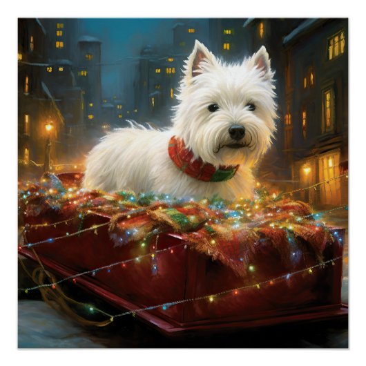 Poster West Highland White Terrier Festif de Noël (Devant)