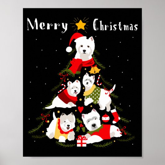 Poster West Highland White Terrier Westie Christmas Tree (Devant)