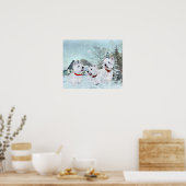 Poster West Highland White Terriers dans la neige (Cuisine)