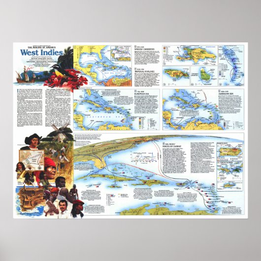 Poster " West Indies : 1987 MOA Tropical Paradise map... (Devant)
