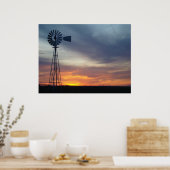 Poster West Kansas Sunset et Windmill (Cuisine)