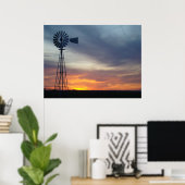 Poster West Kansas Sunset et Windmill (Bureau à domicile)
