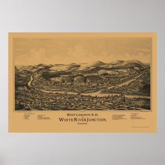 Poster West Lebanon, NH Panoramic Map - 1889 (Devant)