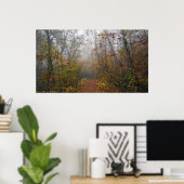Poster West Mountain Autumn Forest Trail Fog (Bureau à domicile)