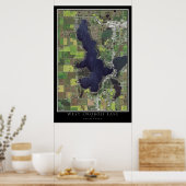 Poster West Okoboji Lake Iowa Carte satellite spatiale (Cuisine)