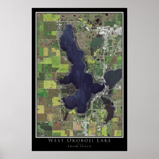 Poster West Okoboji Lake Iowa Carte satellite spatiale (Devant)