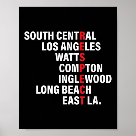 Poster West Side Respect Los Angeles Watts Compton Long B (Devant)