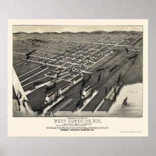 Poster West Superior, WI Panoramic Map - 1887