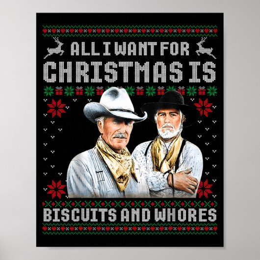 Poster Western Biscuits And S Christmas Quote Retro (Devant)