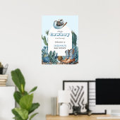 Poster Western Blue Little Cowboy Rodeo Boy Baby shower (Bureau à domicile)