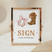 Poster Western Boots and Bows Gender Reveal Sign