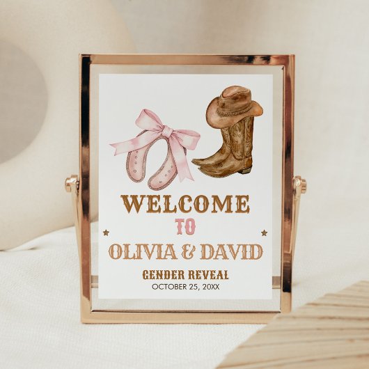 Poster Western Boots and Bows Gender Reveal Welcome Sign