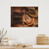 Poster Western Cowboy Casquette Barn Hay (Cuisine)