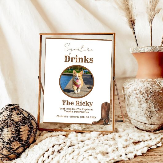 Poster Western Cowboy Dog signature boissons bar mariage