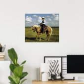 Poster Western Cowboy sur Palomino Horse (Bureau à domicile)